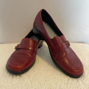 Clarks Red Leather Loafers